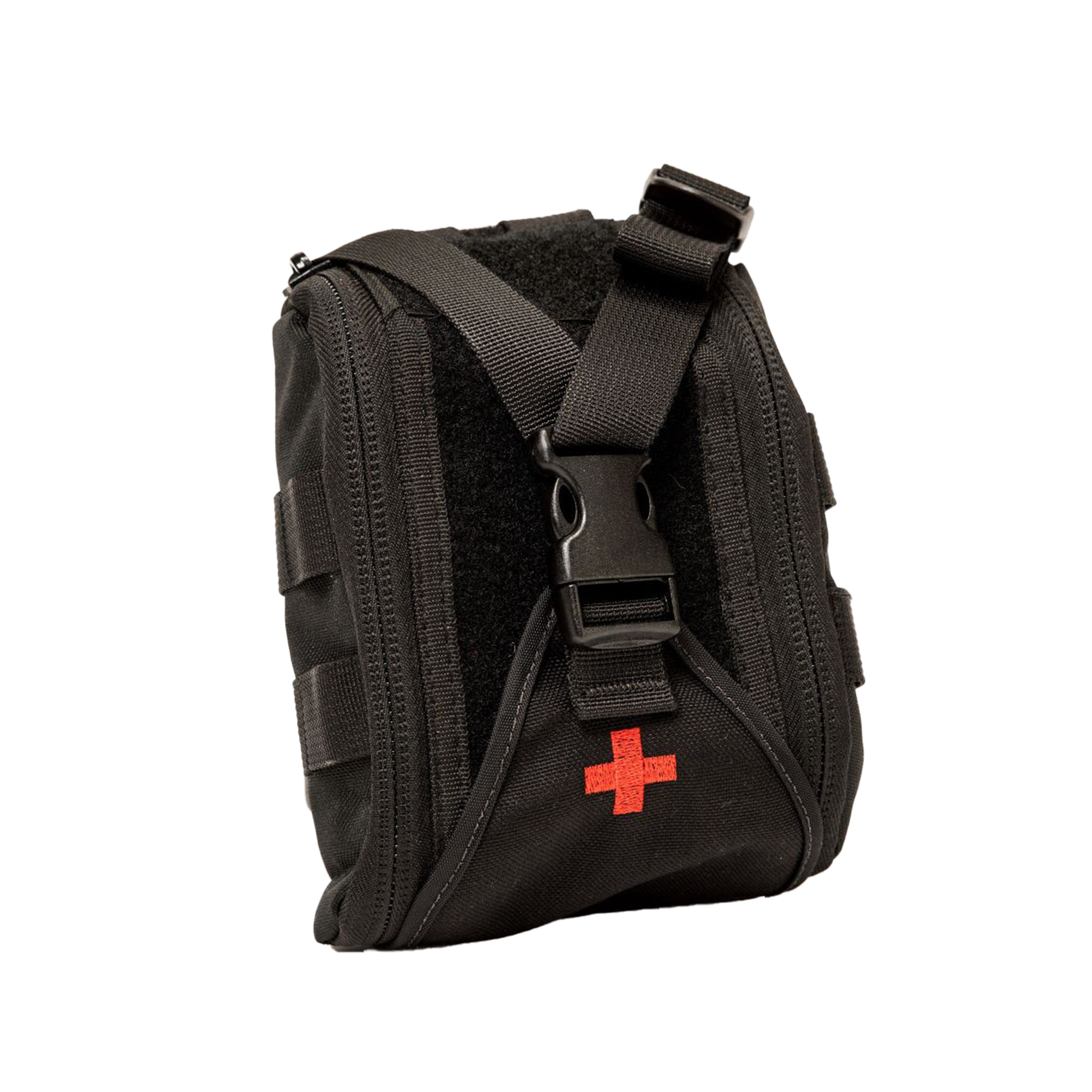 Molle First Aid Kit Adapter shown with pouch filled