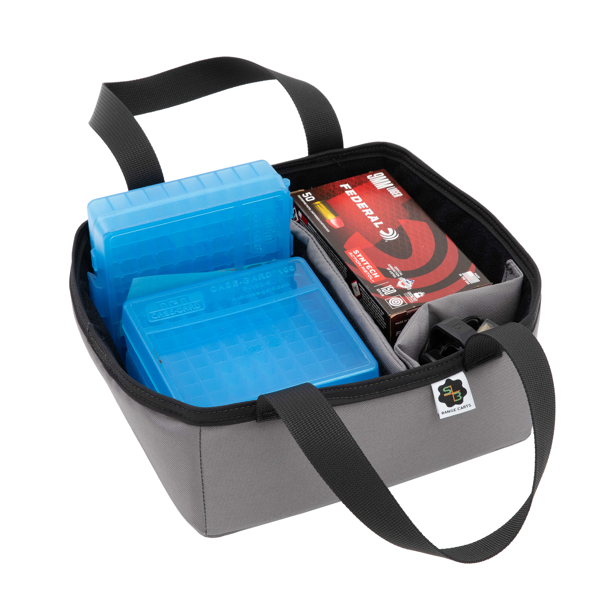 Shooting Cart Organizer for S3 Range Cart System displayed with cases and shells