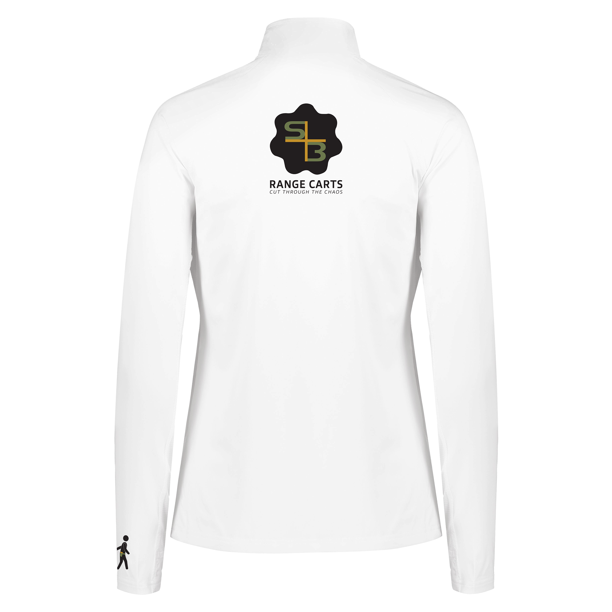 Women's 1/2 Zip Pullover in white, back view