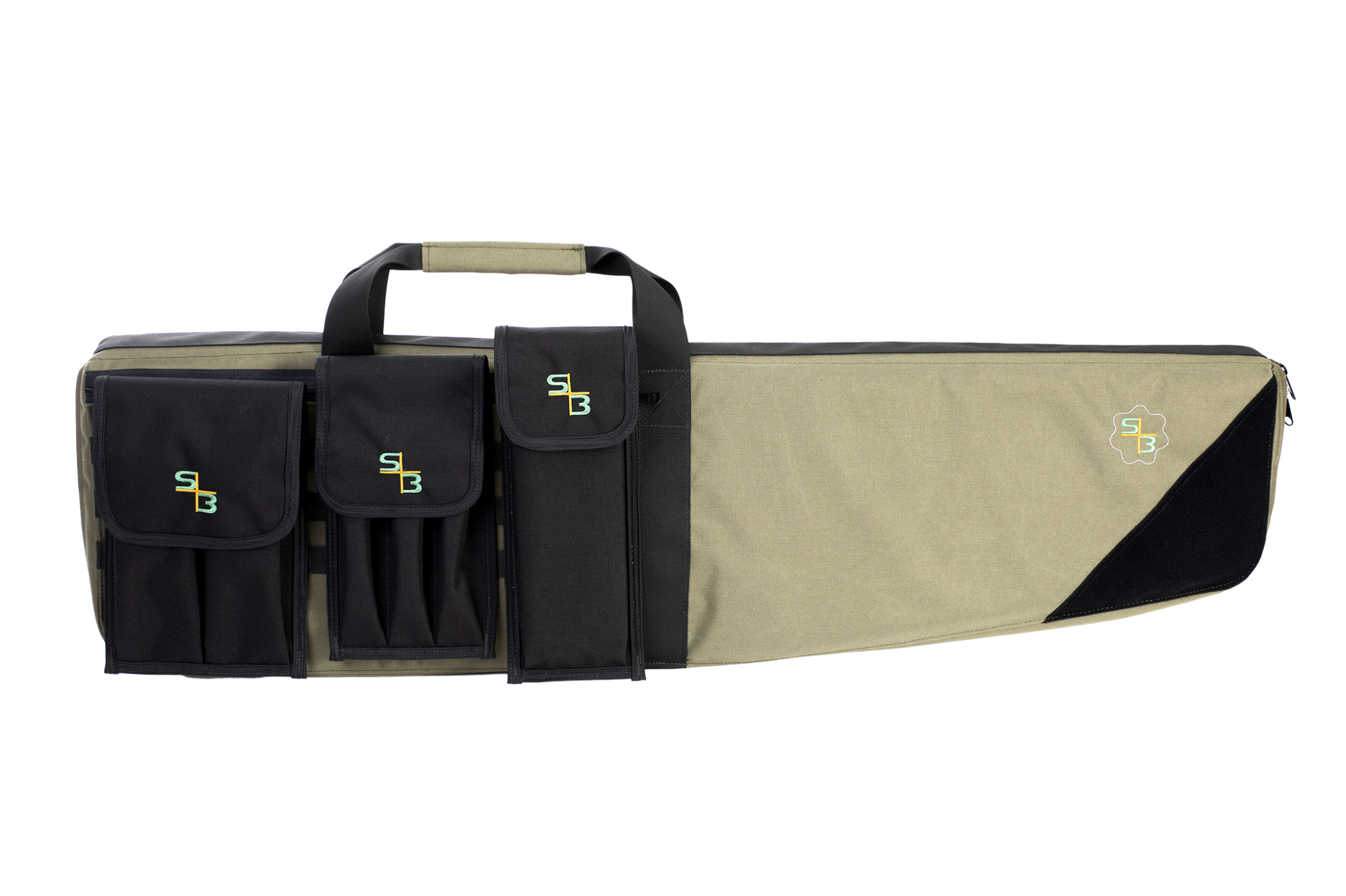 S3 Long Gun Rifle Travel Case in green with accessories attached
