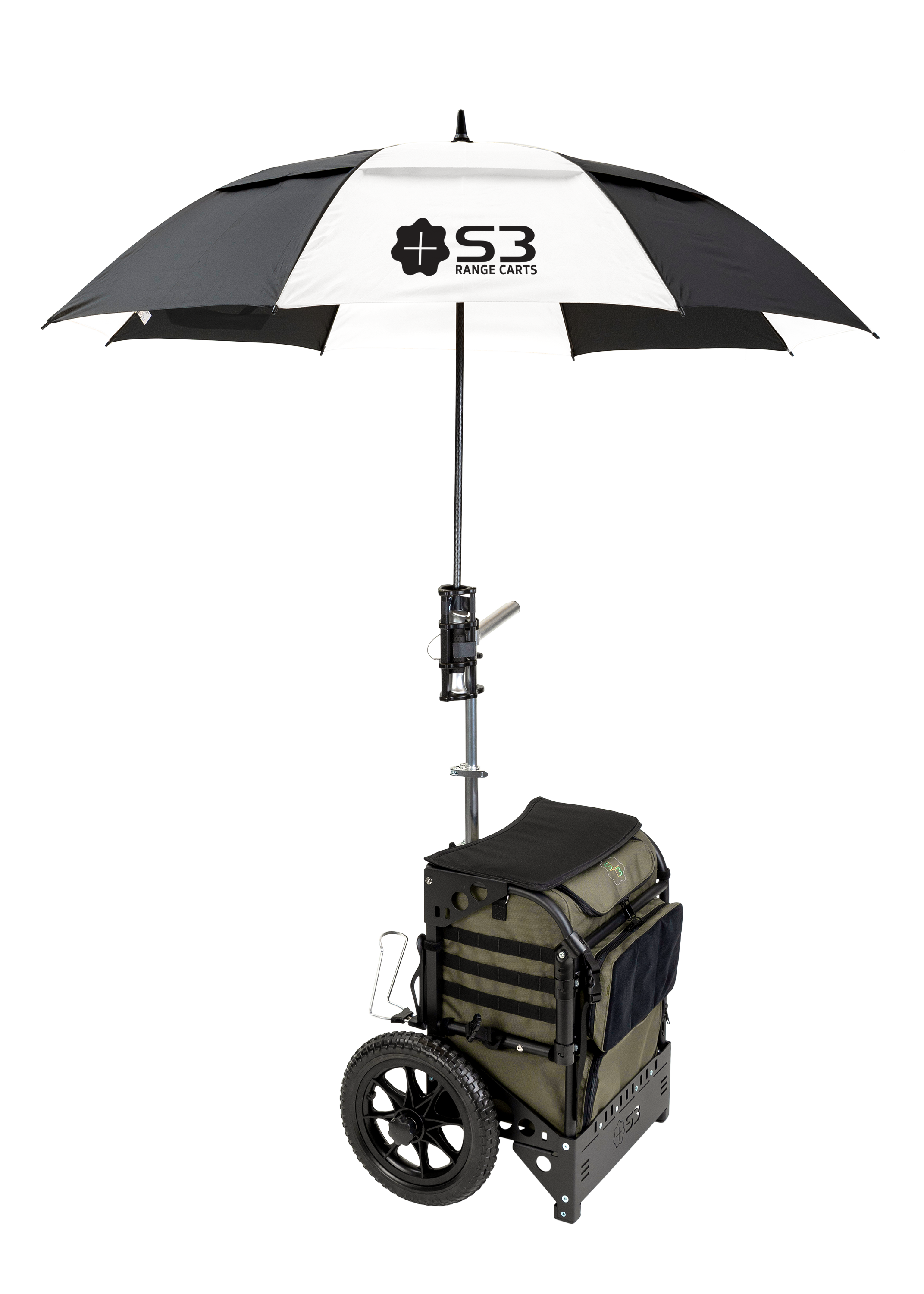 S3 umbrella shown on range cart