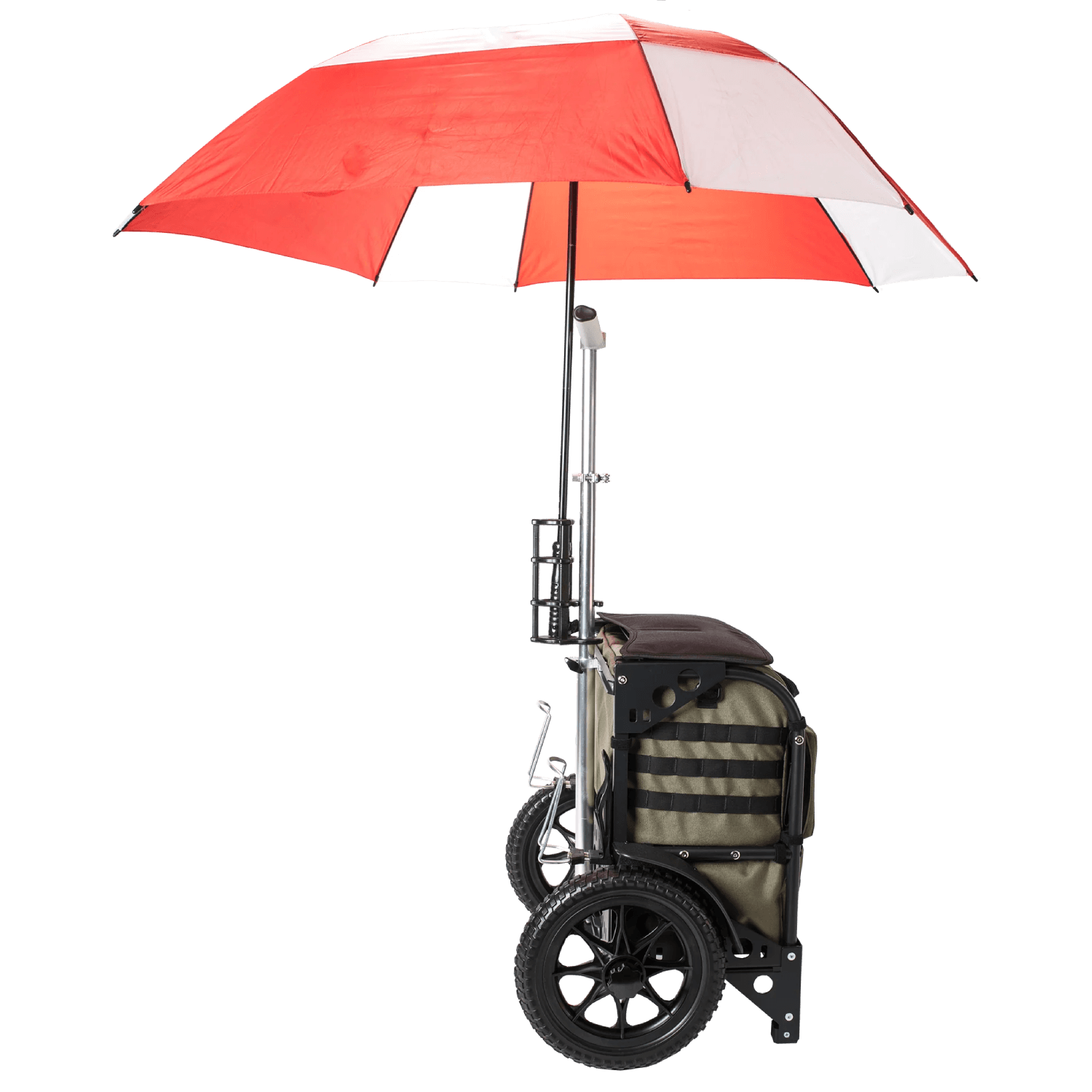 Umbrella open and attached to S3 Range Cart