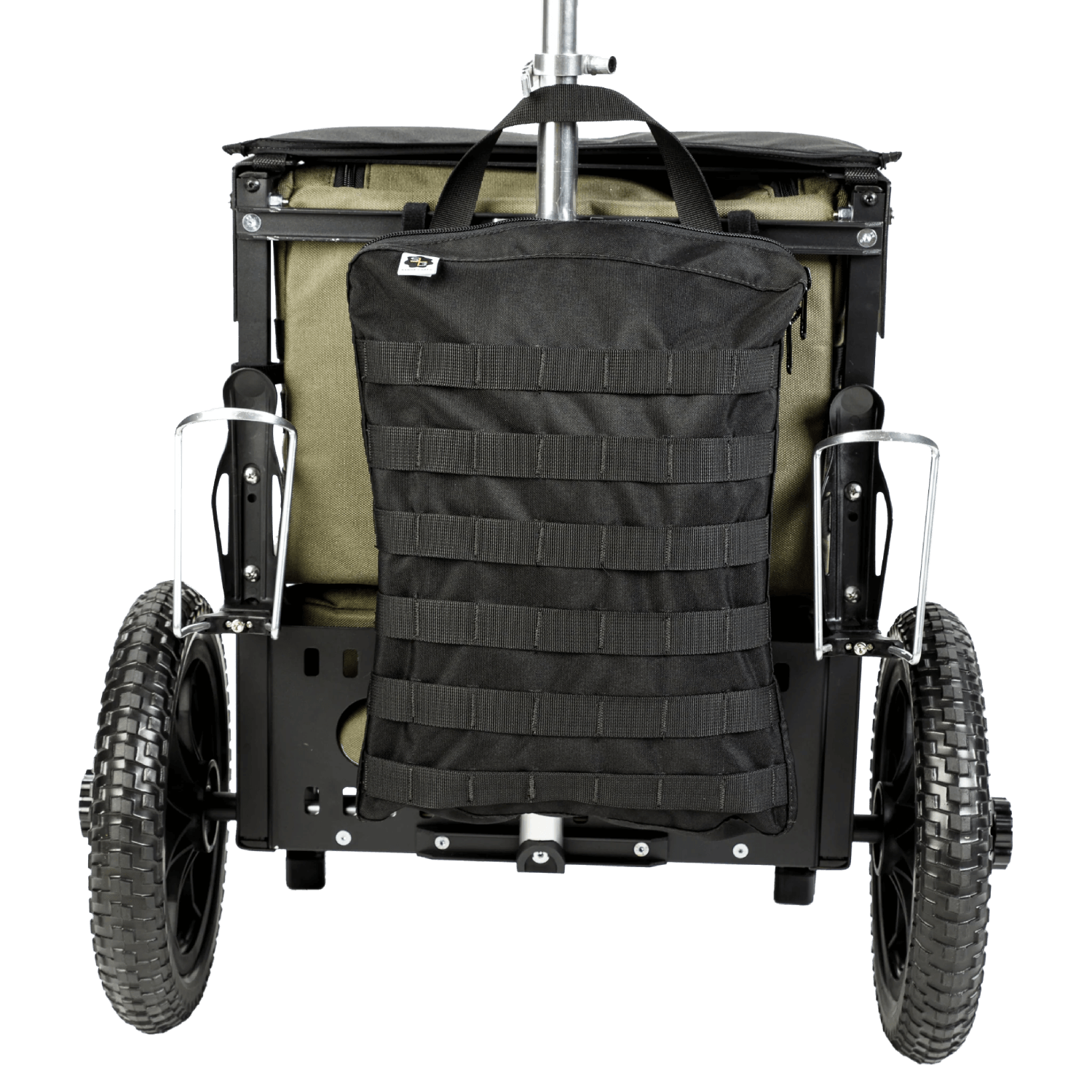 Back Office - Molle dump pouch displayed on the back of S3 Range Cart