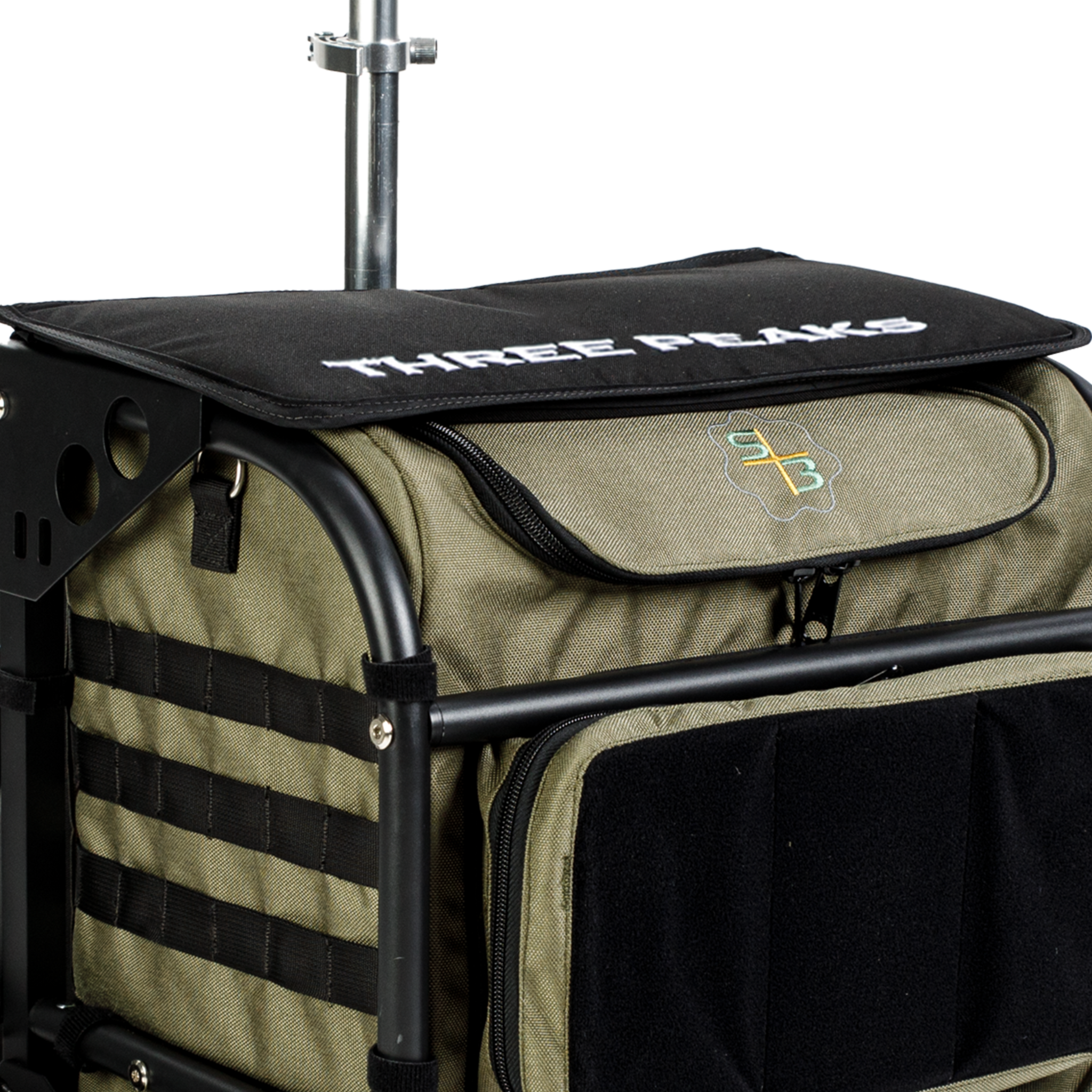 Seat cover for S3 Range Cart with Three Peaks embroidered on it