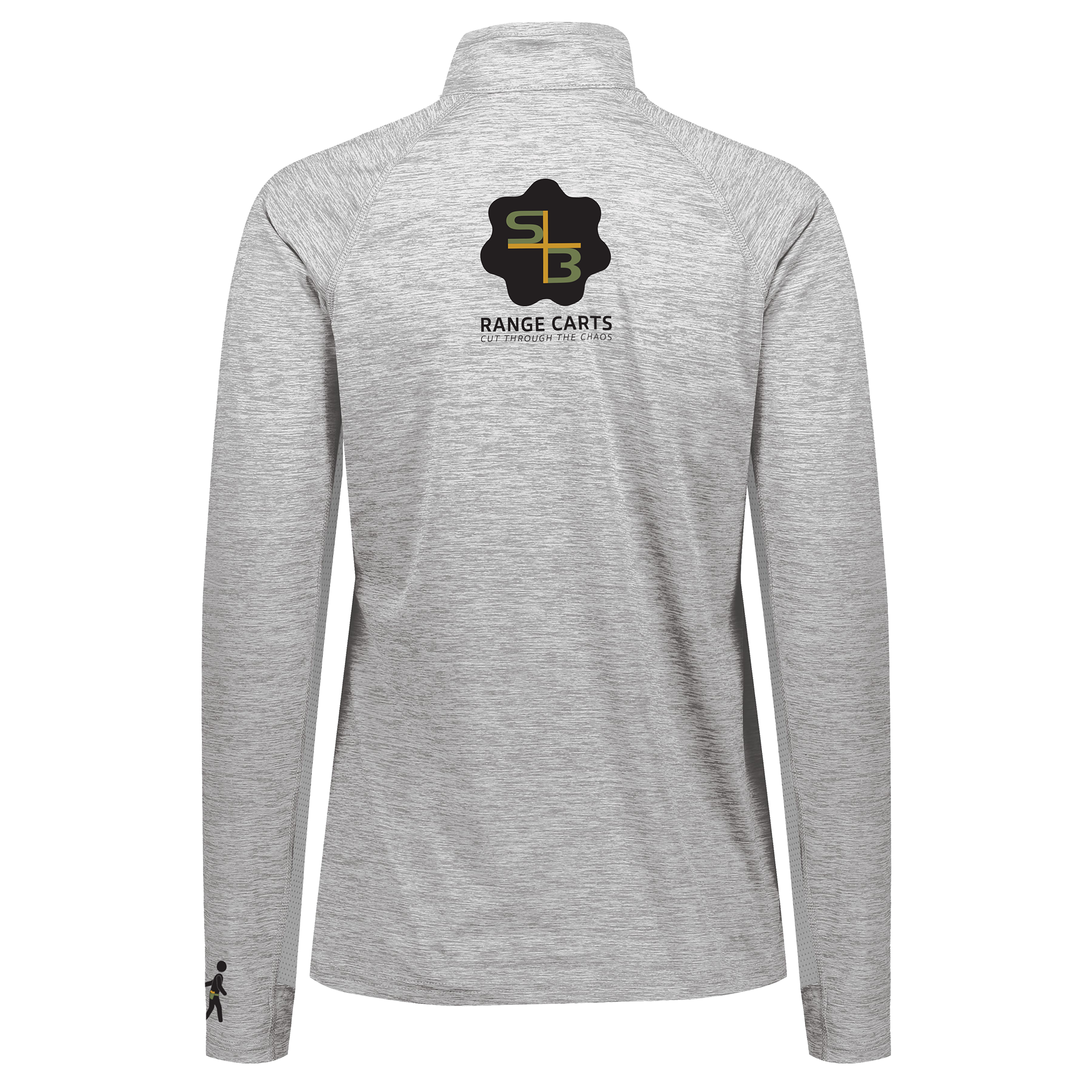 Women's 1/2 Zip Pullover in gray, back view