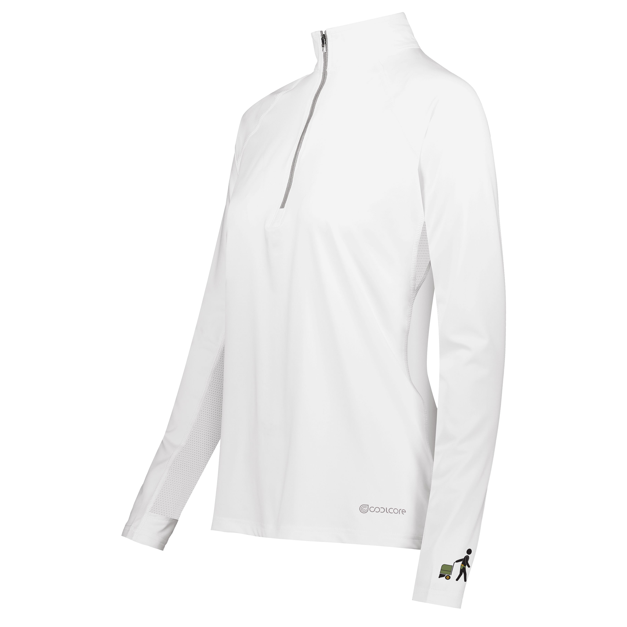 Women's 1/2 Zip Pullover in white, front view