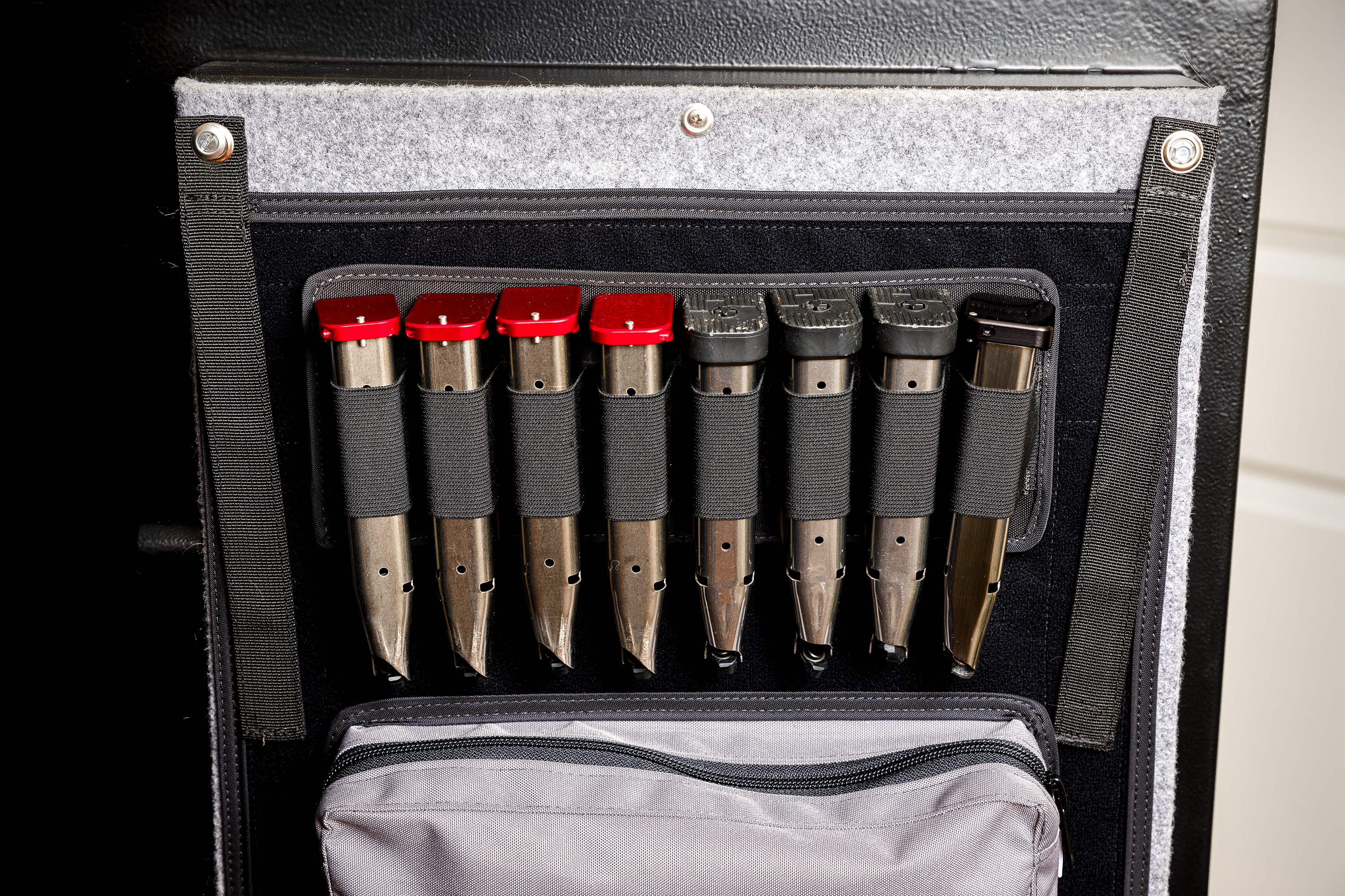 Mag holder displayed on safe door