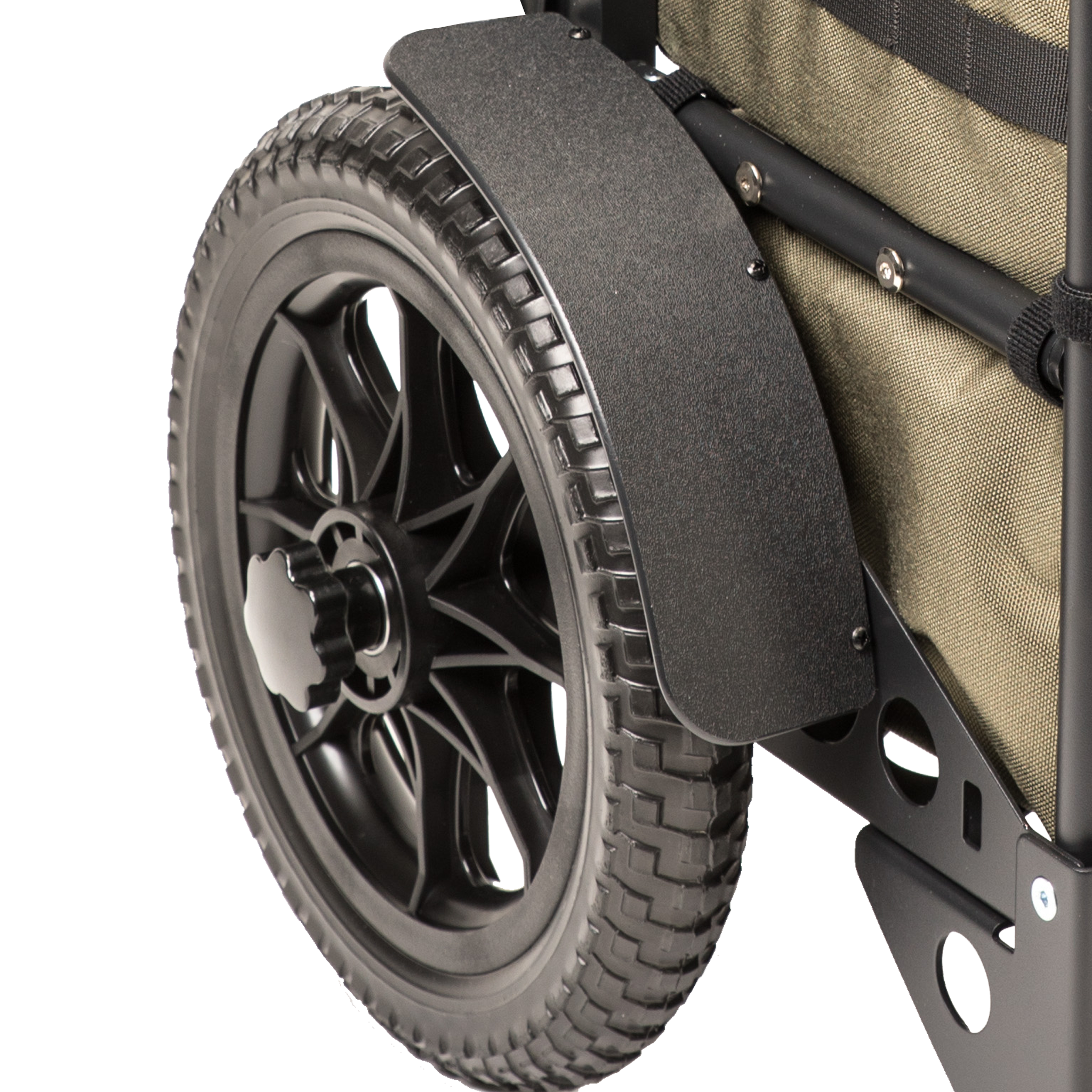 Close up of range cart fender on S3 Range Cart